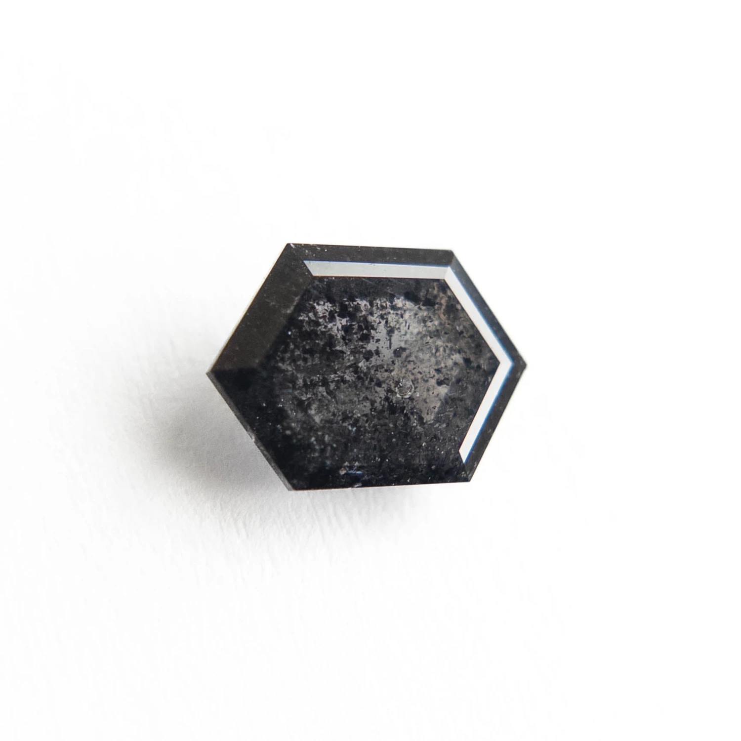 1.60 Carat Black Speckled Double Cut Hexagon Diamond - Image 3