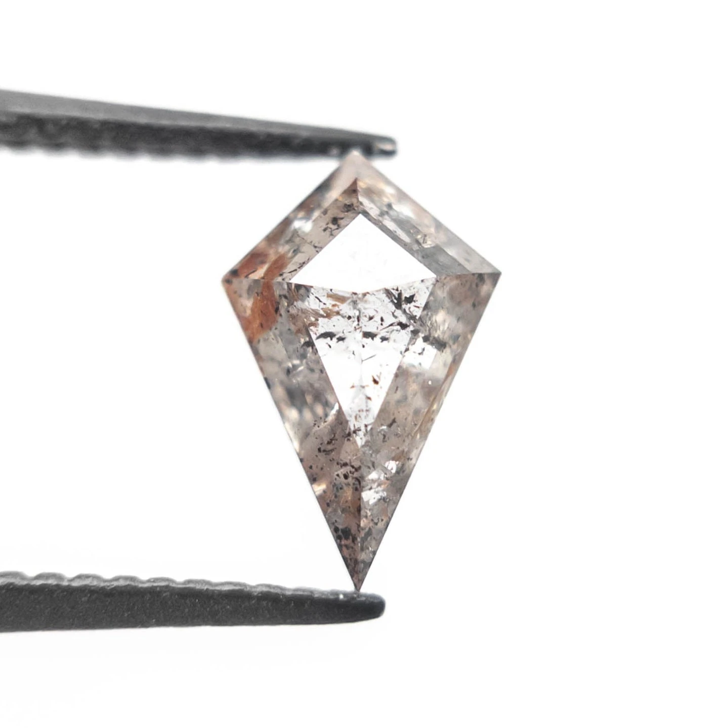 1.24 Carat Icy White Black And Orange Speckled Rose Cut Kite Diamond - Image 2