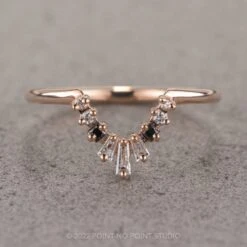 Baguette Diamond Wedding Band, Small Ombre Wren Setting, 14K Rose Gold