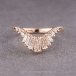 XL Baguette Diamond Wedding Band, Wren Setting, 14K Rose Gold