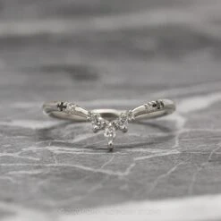 White And Black Diamond Wedding Ring, Flora Setting, 14K White Gold