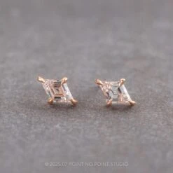 .50tcw Lozenge Diamond Studs, 14k Rose Gold Earrings