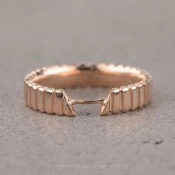 4mm Notched Harper Cuff Wedding Ring, 14k Rose Gold