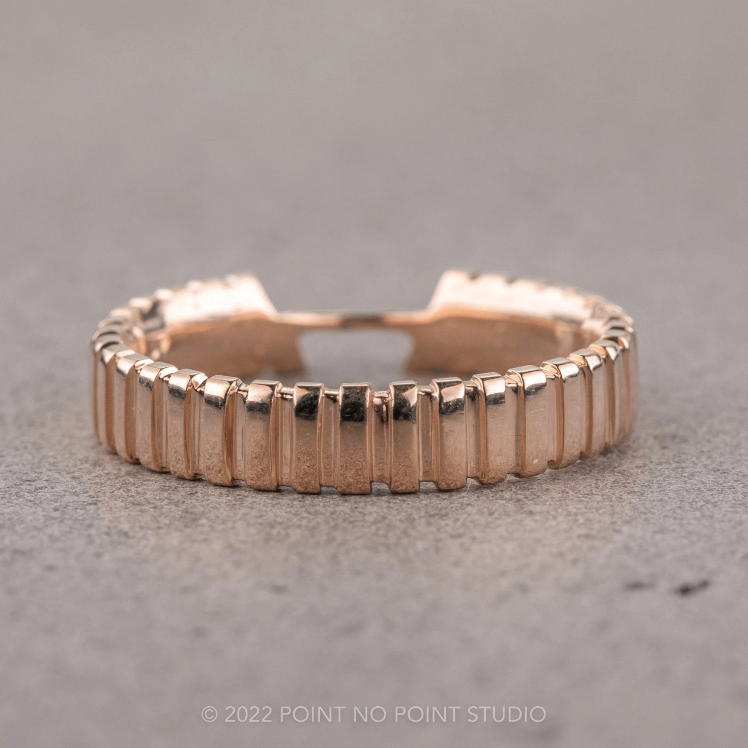 4mm Notched Harper Cuff Wedding Ring, 14k Rose Gold - Image 3