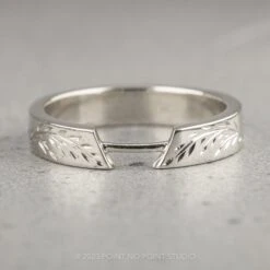 Engraved Wide Harper Cuff Wedding Band, Platinum