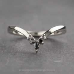 Marquise Diamond Wedding Band, Ombre Freya Setting, 14K White Gold