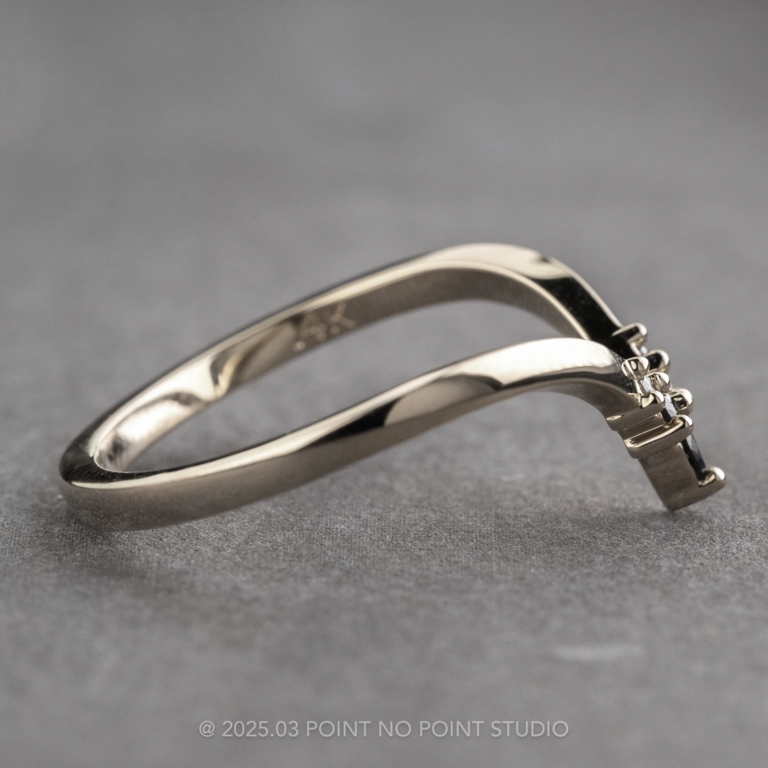 Marquise Diamond Wedding Band, Ombre Freya Setting, 14K White Gold - Image 2