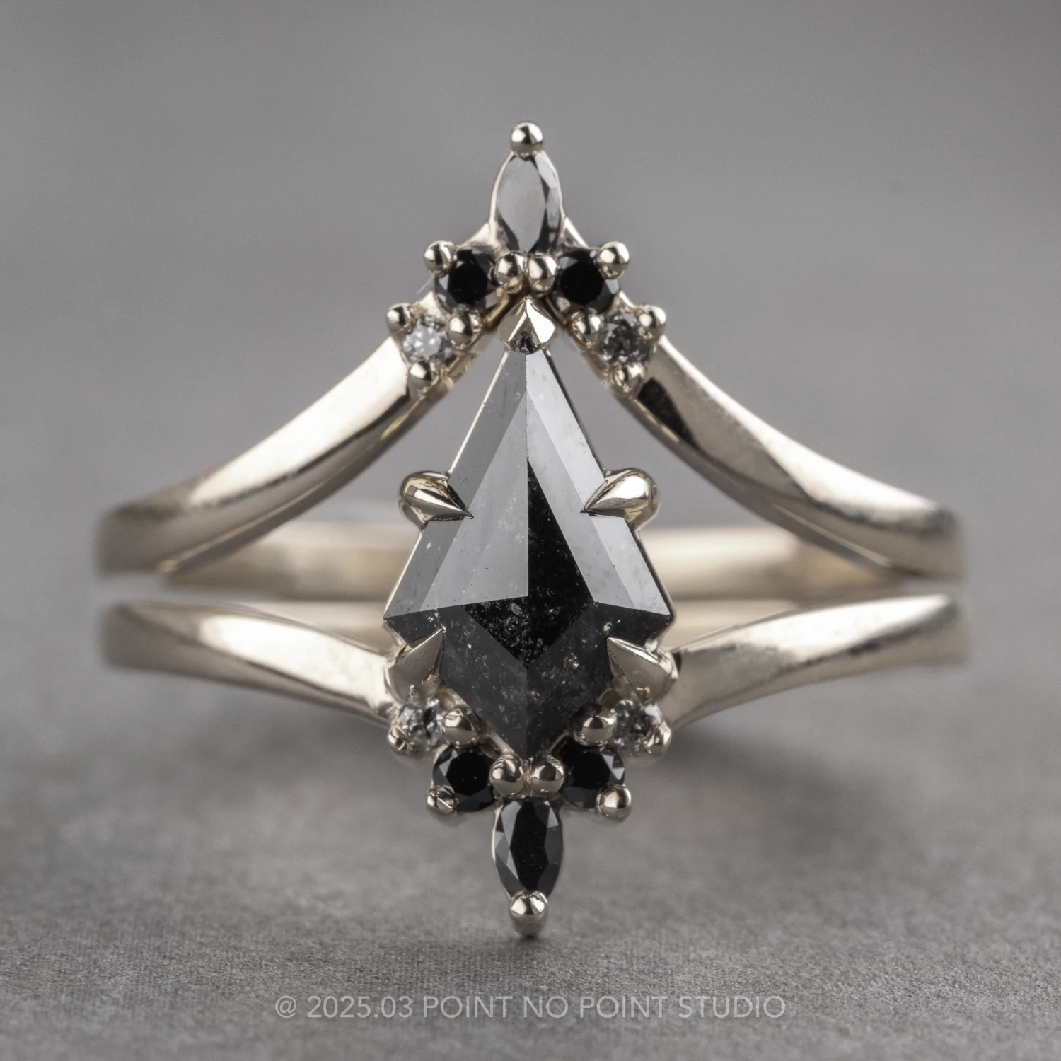 Marquise Diamond Wedding Band, Ombre Freya Setting, 14K White Gold - Image 3