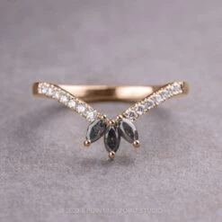 Marquise Diamond Wedding Band, Small Cleo Setting, 14K Rose Gold