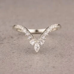 Marquise Diamond Wedding Band, Willa Setting, 14K White Gold