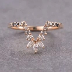 Marquise Diamond Wedding Band, Ombre Cleo Setting, 14K Rose Gold