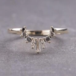 Baguette And Marquise Ombre Diamond Wedding Band, Ombre Sage Setting, Platinum