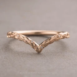 Round Diamond Wedding Band, Pixie Setting, 14k Peach Gold