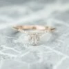 White Diamond Baguette Dawn Wedding Band, 14k Rose Gold