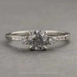 1.33 Carat Salt And Pepper Diamond Engagement Ring, Eliza Setting, 14k White Gold