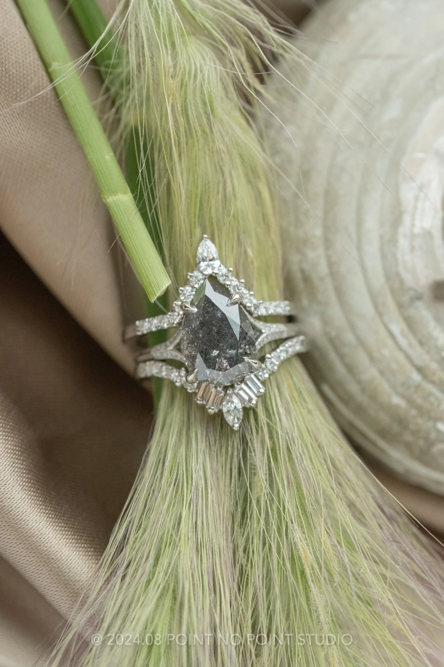 Pear Diamond Contour Band, Medium Emma Setting, Platinum - Image 3