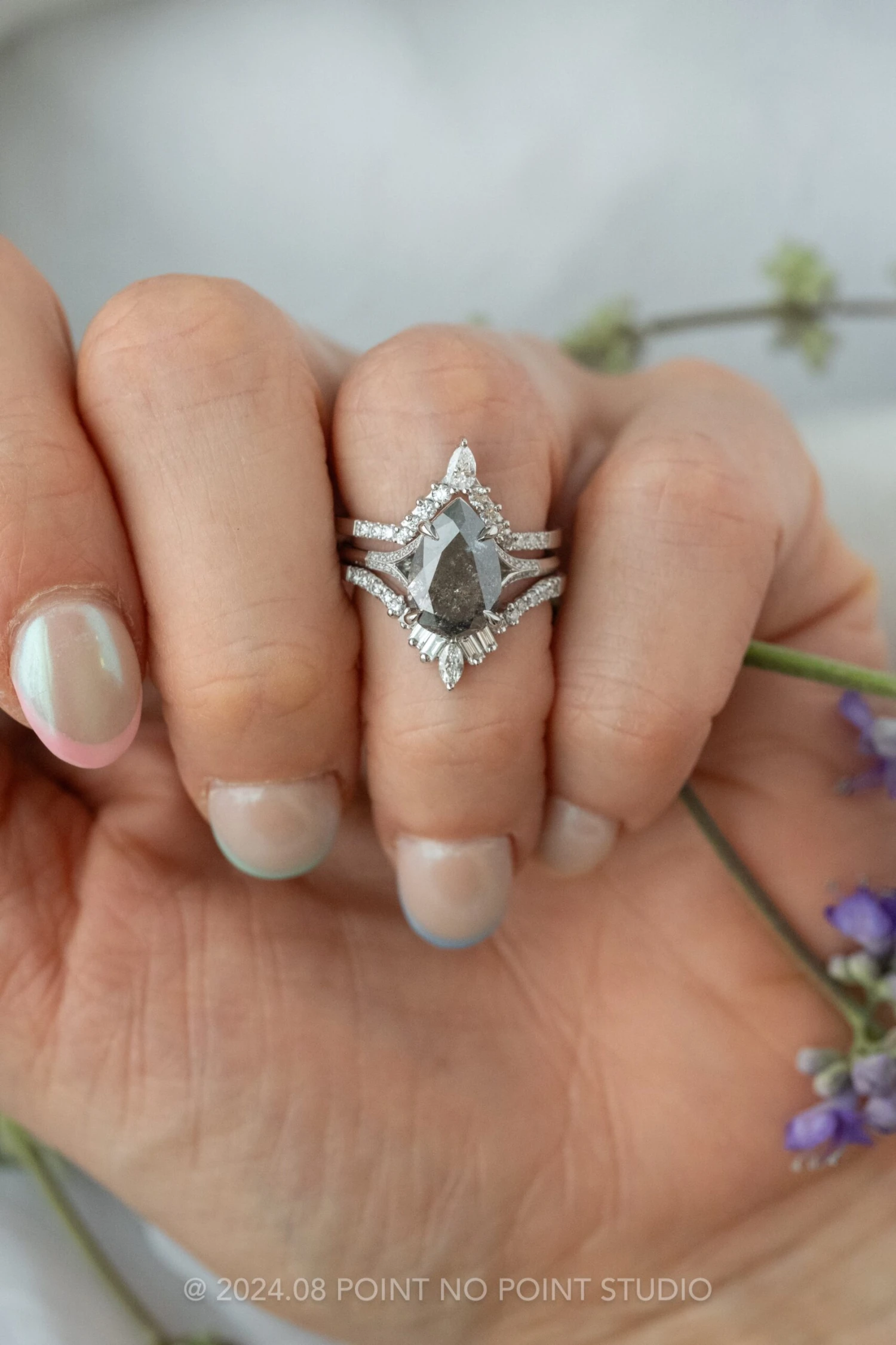 Extra Diamond Wren Wedding Band, 14k White Gold - Image 8