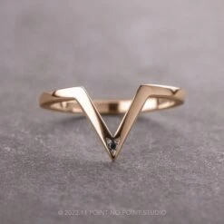 Single Black Diamond Victoria Wedding Band, 14k Rose Gold