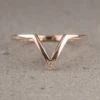Single Diamond Victoria Wedding Band, 14k Peach Gold