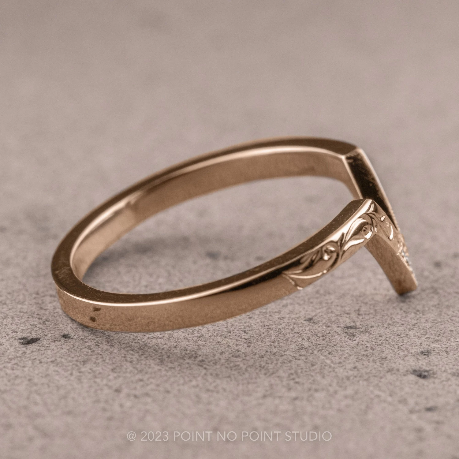Vintage Victoria Diamond Wedding Band, 14k Rose Gold - Image 3