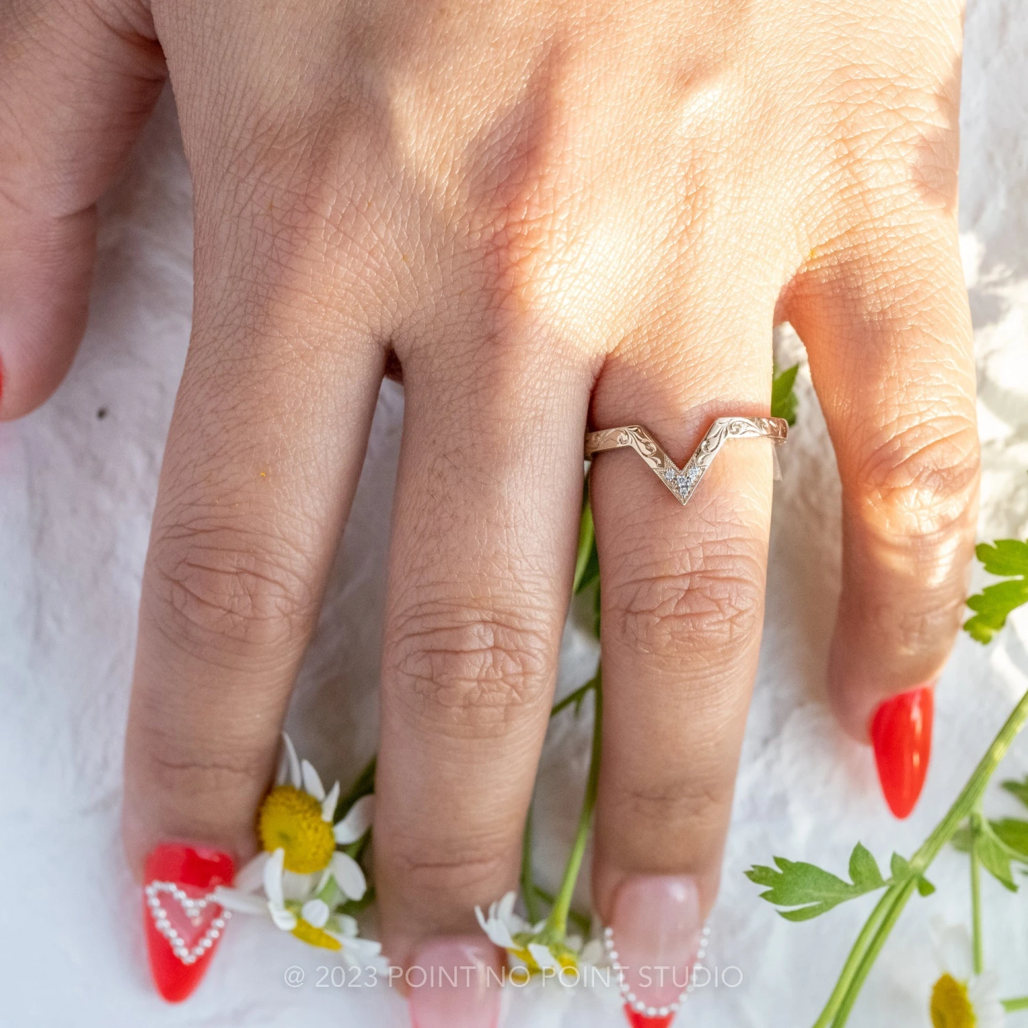 Vintage Victoria Diamond Wedding Band, 14k Rose Gold - Image 2