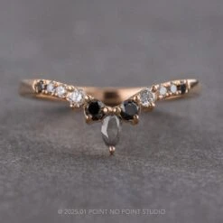 Marquise And Round Diamond Wedding Band, Ombre Raelyn Setting, 14k Peach Gold