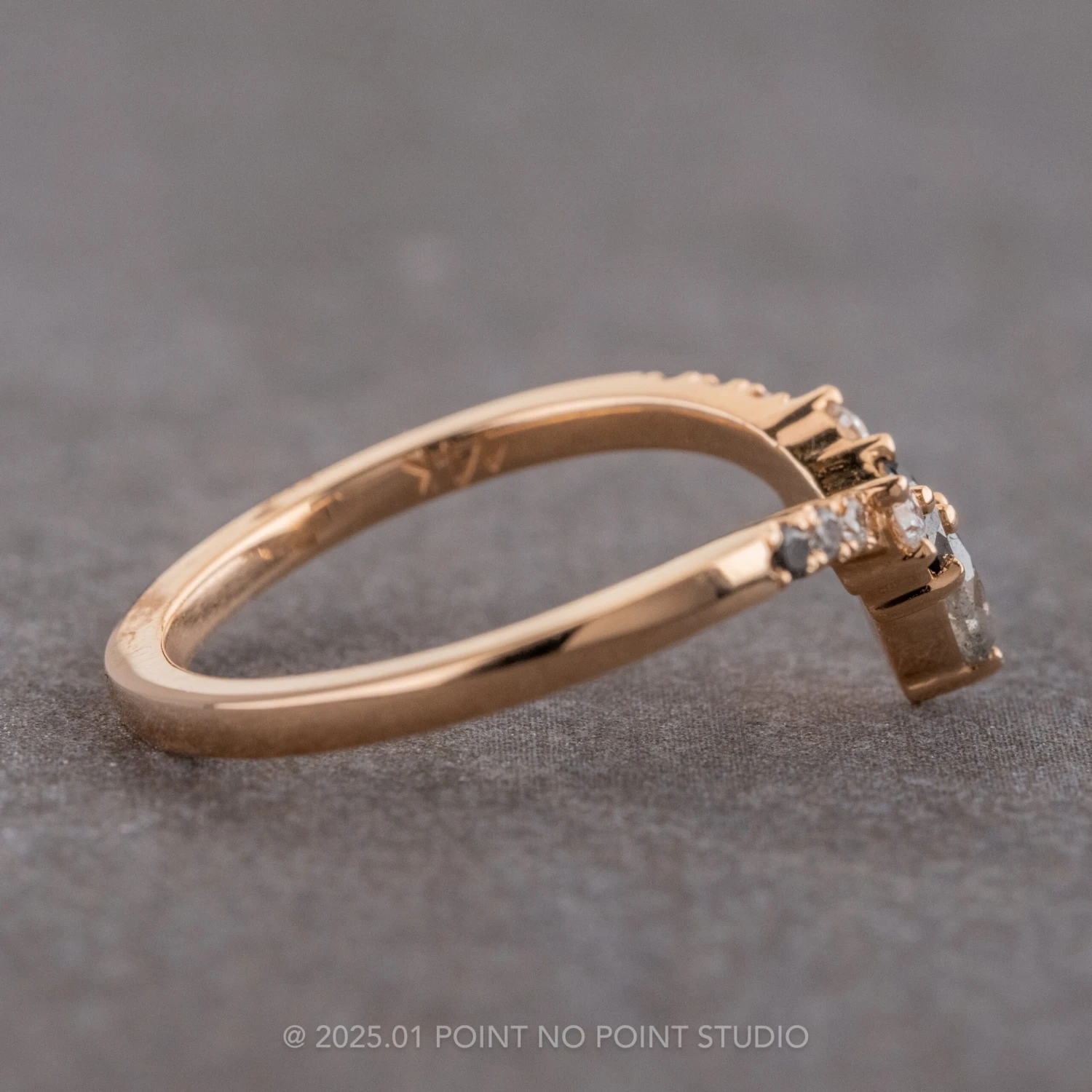 Marquise And Round Diamond Wedding Band, Ombre Raelyn Setting, 14k Peach Gold - Image 8