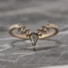 Salt And Pepper Rose Cut Diamond Wedding Band, Cassiopeia Setting, 14k Rose Gold