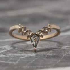 Salt And Pepper Rose Cut Diamond Wedding Band, Cassiopeia Setting, 14k Rose Gold